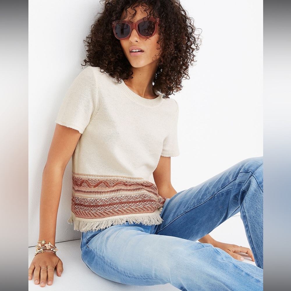 Madewell Fringed Medina Sweater Tee Sz-Med